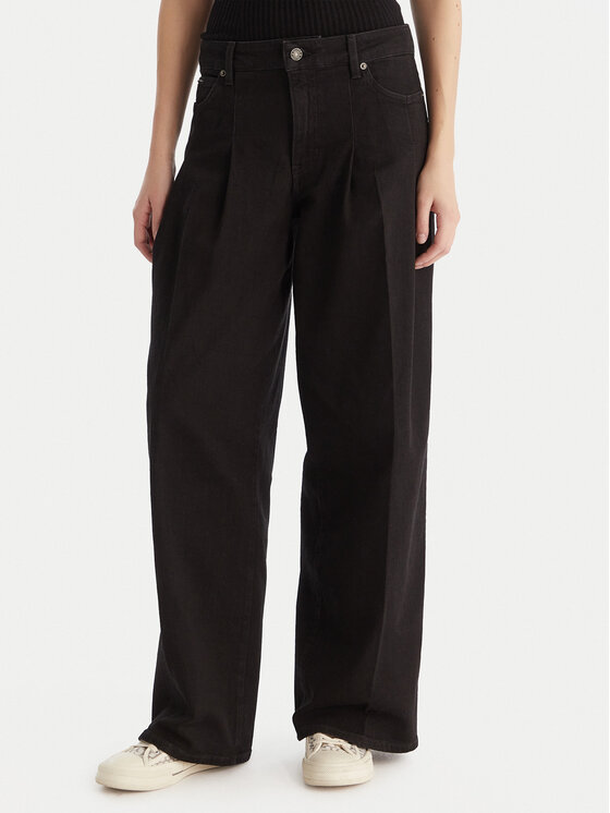 Guess Jeans Дънки W5BA2U D0141 Черен Wide Leg цвят на ниска цена