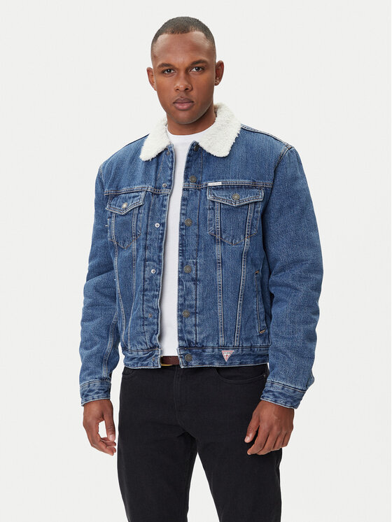 Guess Jeans Дънково яке M4BN44 D5EJ1 Тъмносин Regular Fit цвят на ниска цена