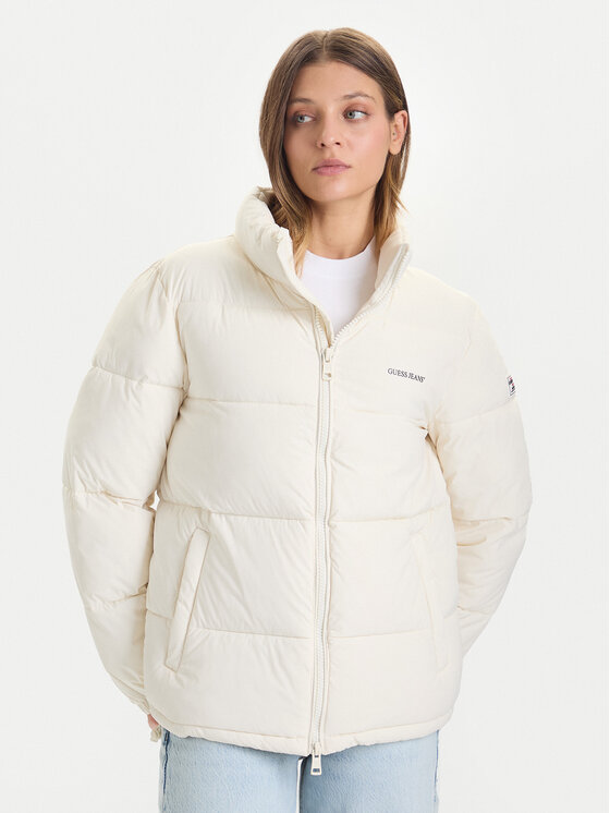 Guess Jeans Зимно яке W4BL21 WGII2 Бежов Regular Fit цвят на ниска цена