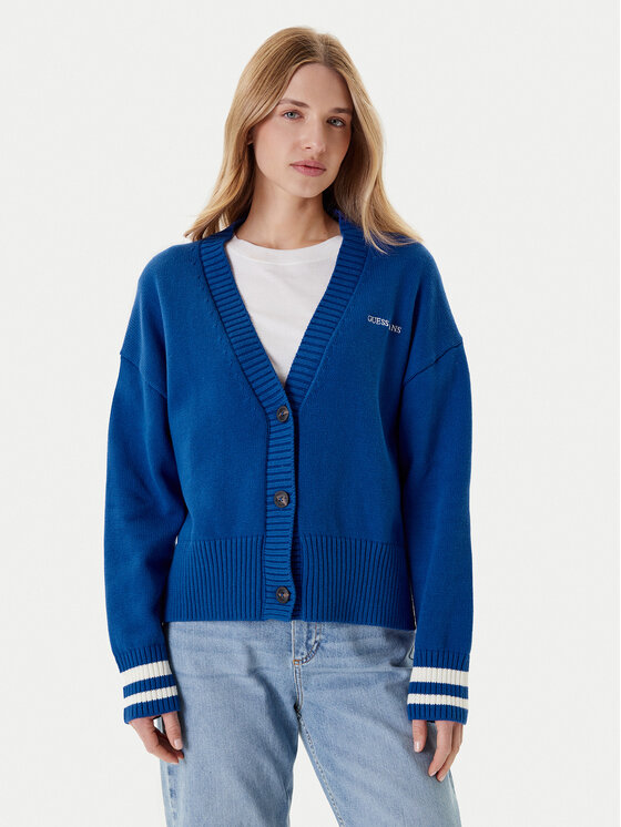 Guess Jeans Кардиган W4BR81 Z3HM1 Син Regular Fit цвят на ниска цена