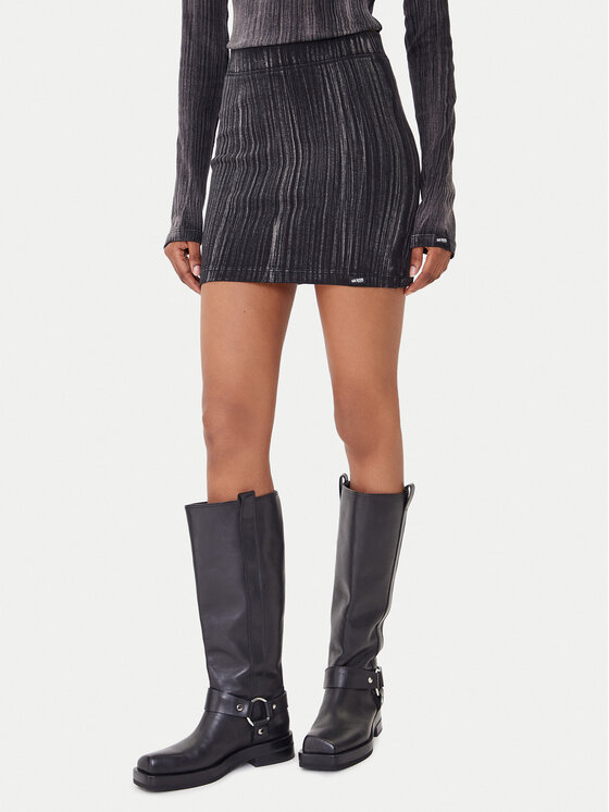 Guess Jeans Мини пола W5BD1H KCTT1 Сив Slim Fit цвят на ниска цена