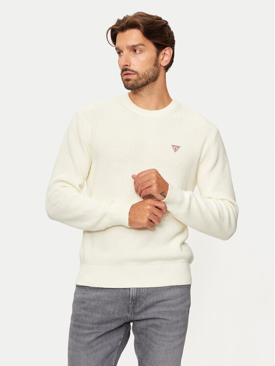 Guess Jeans Пуловер M4BR30 Z3HM1 Екрю Regular Fit цвят на ниска цена