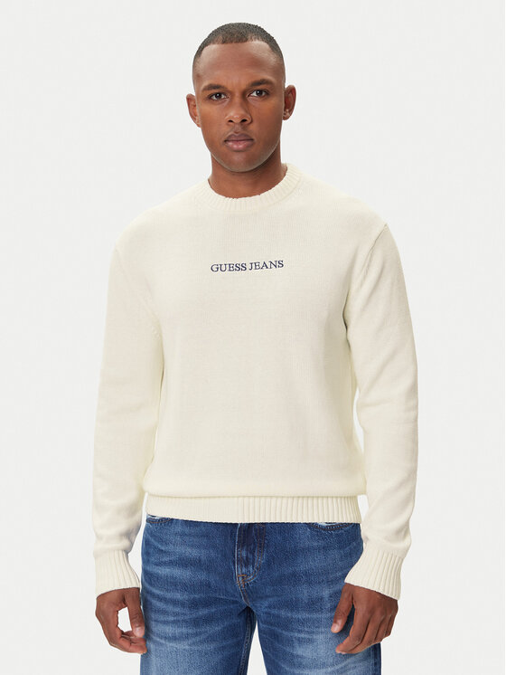 Guess Jeans Пуловер M4BR31 Z3HM1 Екрю Regular Fit цвят на ниска цена