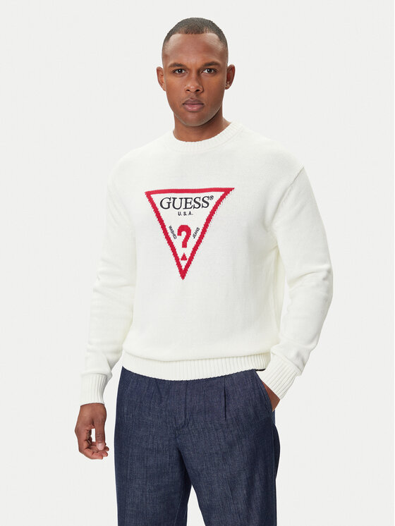 Guess Jeans Пуловер M4BR32 Z3HM1 Екрю Regular Fit цвят на ниска цена