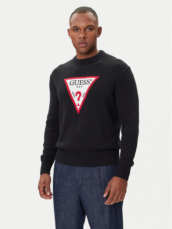 Guess Jeans Пуловер M4BR32 Z3HM1 Черен Regular Fit цвят на ниска цена