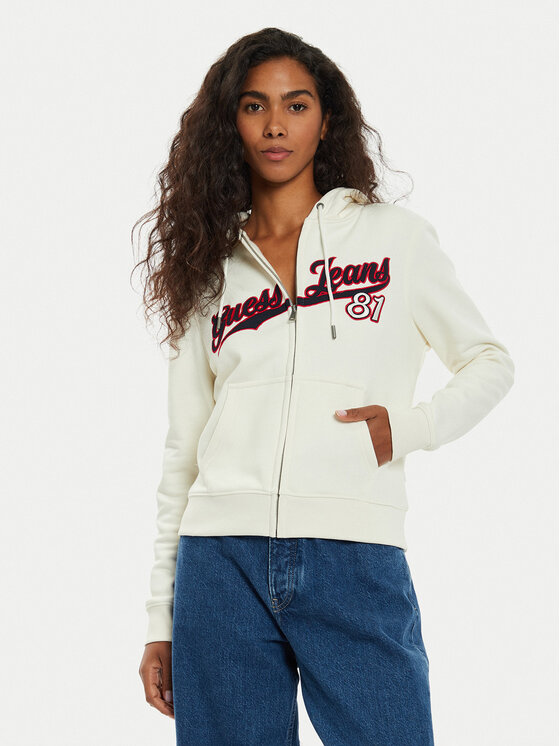 Guess Jeans Суитшърт W4BQ03 KC811 Екрю Regular Fit цвят на ниска цена