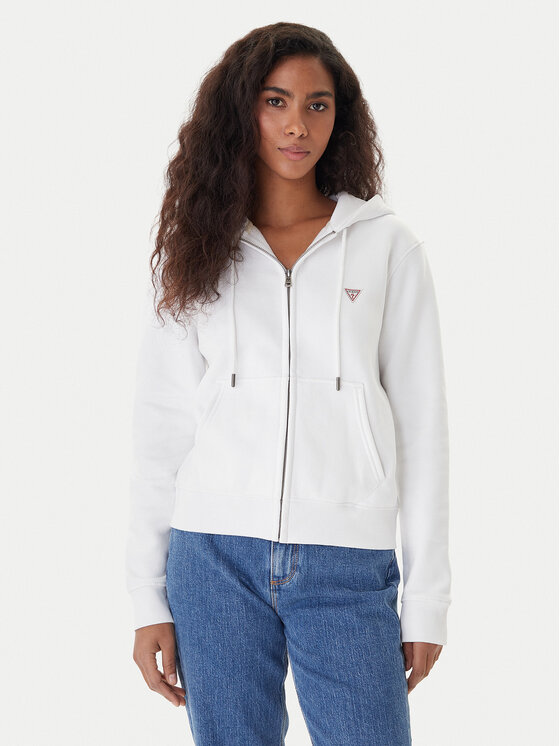 Guess Jeans Суитшърт W4YQ03 KC811 Бял Regular Fit цвят на ниска цена