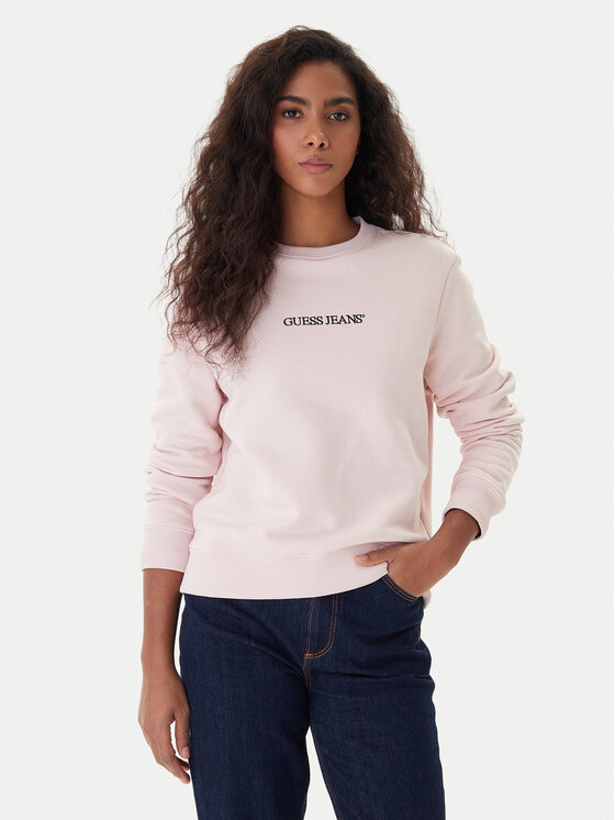 Guess Jeans Суитшърт W4YQ10 KC811 Розов Classic Fit цвят на ниска цена