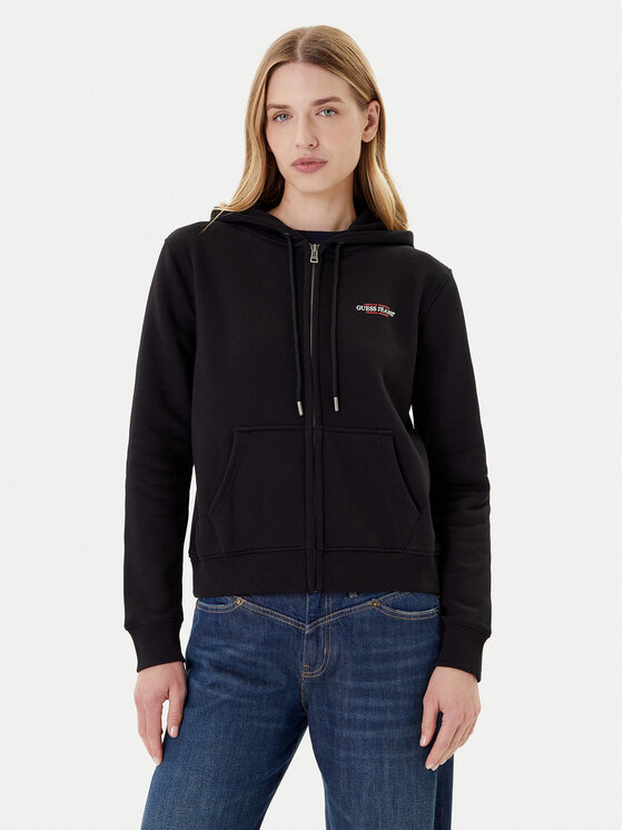 Guess Jeans Суитшърт W4YQ13 KC811 Черен Regular Fit цвят на ниска цена