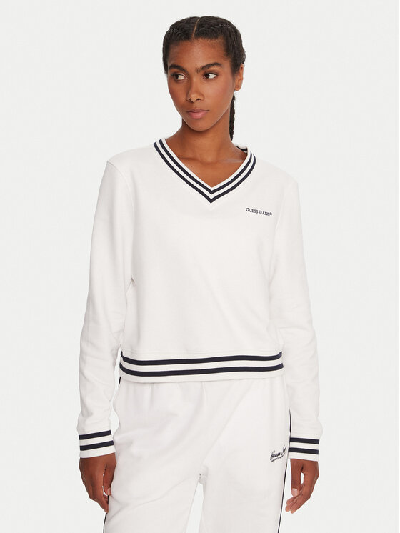 Guess Jeans Суитшърт W5YQ1 8K68I4 Бял Regular Fit цвят на ниска цена