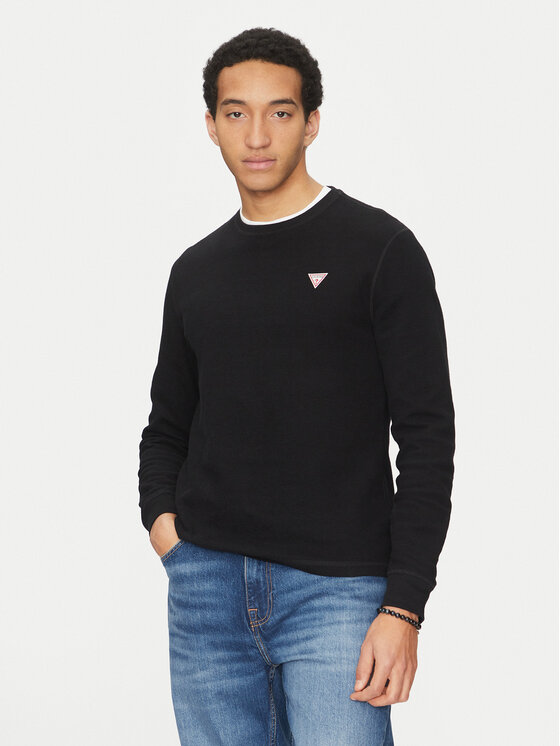 Guess Jeans Тениска с дълъг ръкав M4BI77 KCII1 Черен Regular Fit цвят на ниска цена