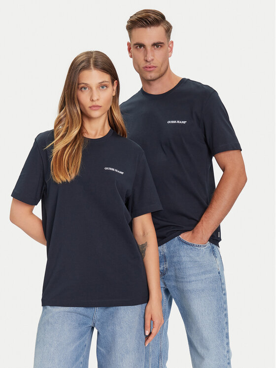 Guess Jeans Тишърт M5BI78 K8FQ4 Тъмносин Regular Fit цвят на ниска цена