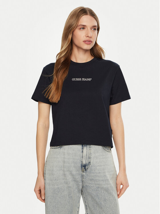 Guess Jeans Тишърт W5RI42 K8HM0 Син Regular Fit цвят на ниска цена