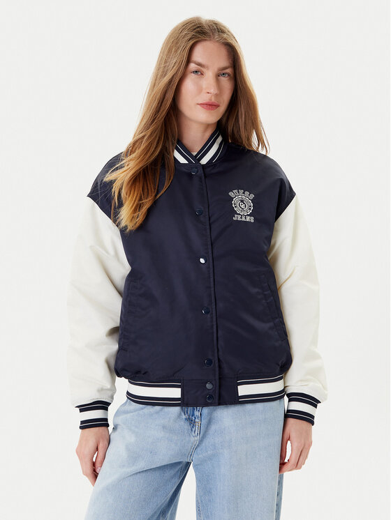 Guess Jeans Яке бомбър W5YL15 WHAA2 Тъмносин Regular Fit цвят на ниска цена