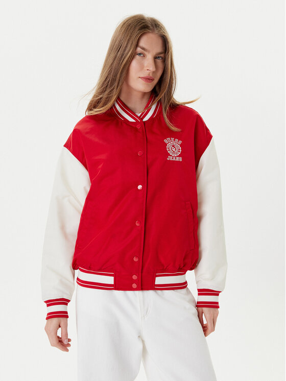 Guess Jeans Яке бомбър W5YL15 WHAA2 Червен Regular Fit цвят на ниска цена