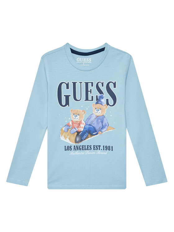 Guess Блуза N5BI04I3Z14 Светлосиньо Regular Fit цвят на ниска цена