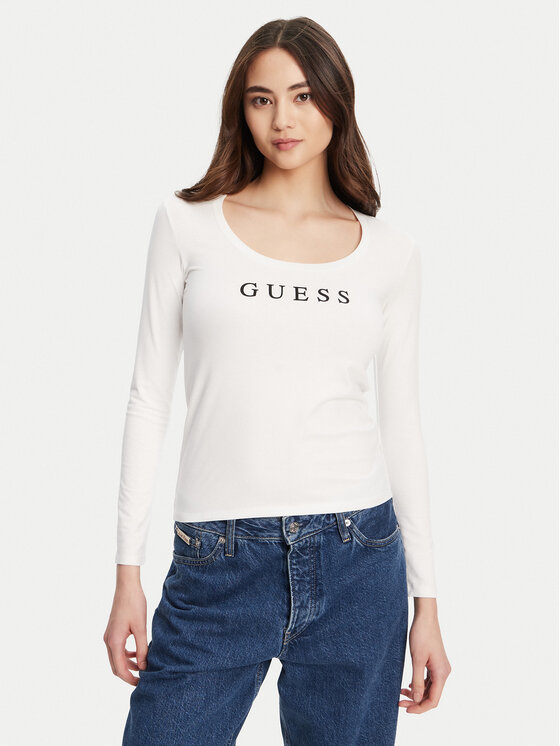Guess Блуза O5RI00 KBBU1 Бял Regular Fit цвят на ниска цена