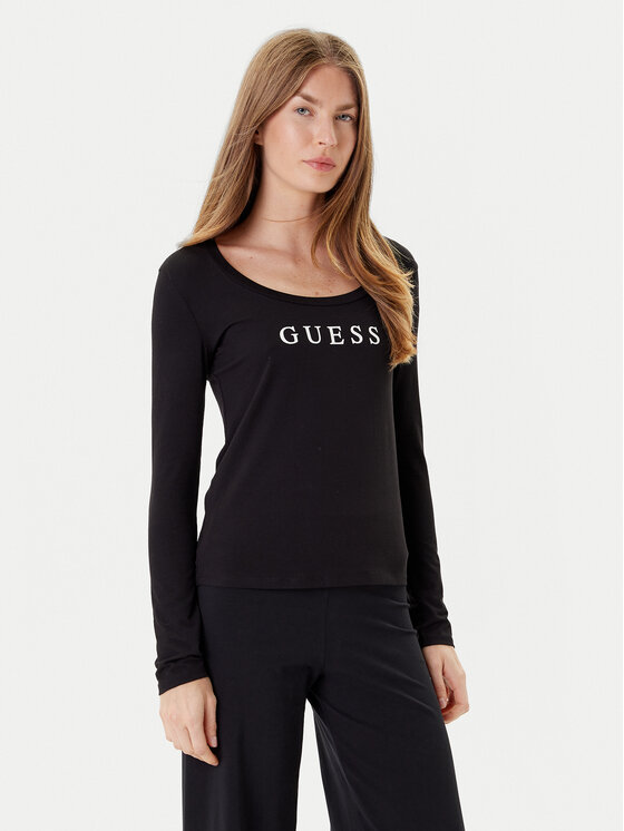 Guess Блуза O5RI00 KBBU1 Черен Regular Fit цвят на ниска цена