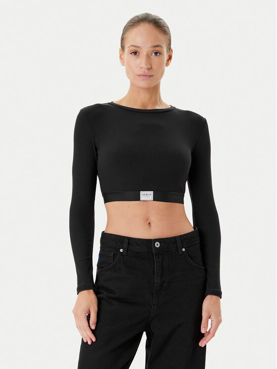 Guess Блуза O5RP00 KCDA2 Черен Regular Fit цвят на ниска цена