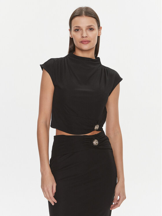 Guess Блуза W4RP40 KAQL2 Черен Slim Fit цвят на ниска цена