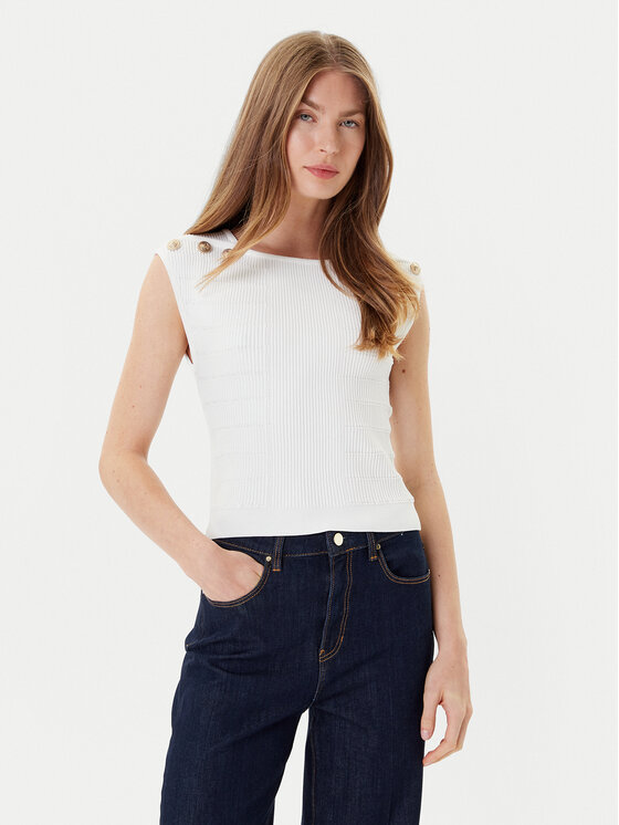 Guess Блуза W5YR12 Z0130 Бял Regular Fit цвят на ниска цена