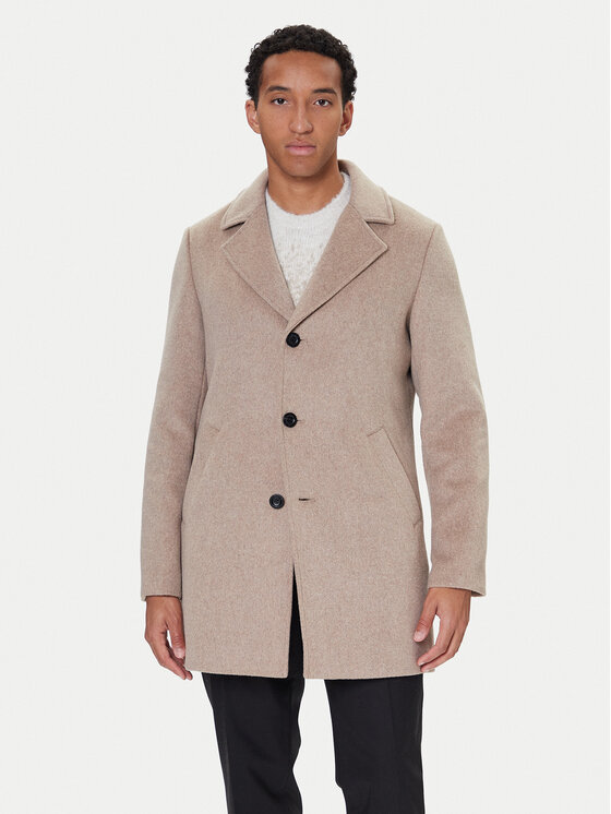 Guess Вълнено палто M4BL3S WGJ82 Бежов Slim Fit цвят на ниска цена