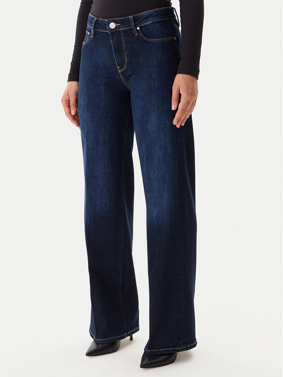 Guess Дънки W5BA96 D4U54 Тъмносин Wide Leg цвят на ниска цена