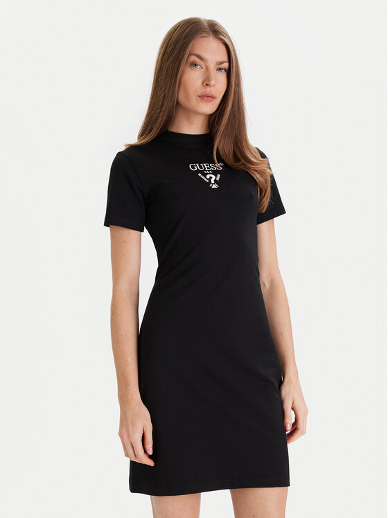 Guess Ежедневна рокля V4YK02 KCDH1 Черен Regular Fit цвят на ниска цена