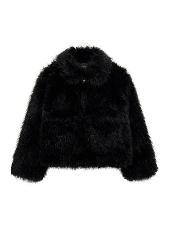 Guess Кожено палто J5BL02 WHH10 Черен Regular Fit цвят на ниска цена