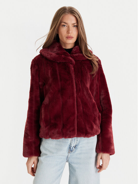 Guess Кожено палто W0BL0N WDCH0 Бордо Regular Fit цвят на ниска цена