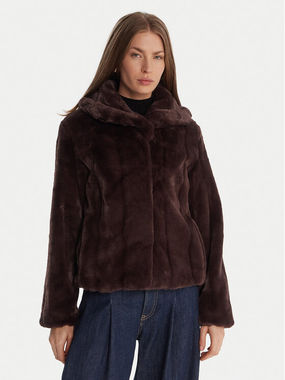 Guess Кожено палто W0BL0N WDCH0 Кафяв Regular Fit цвят на ниска цена