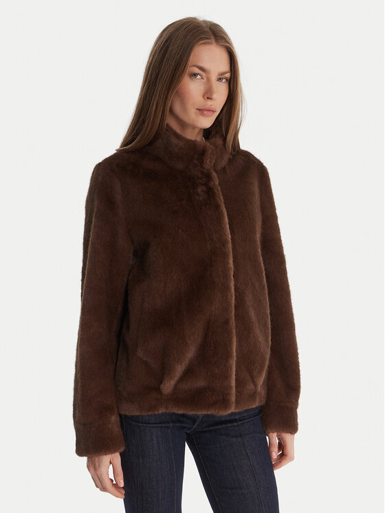 Guess Кожено палто W5BL64 W3920 Кафяв Regular Fit цвят на ниска цена