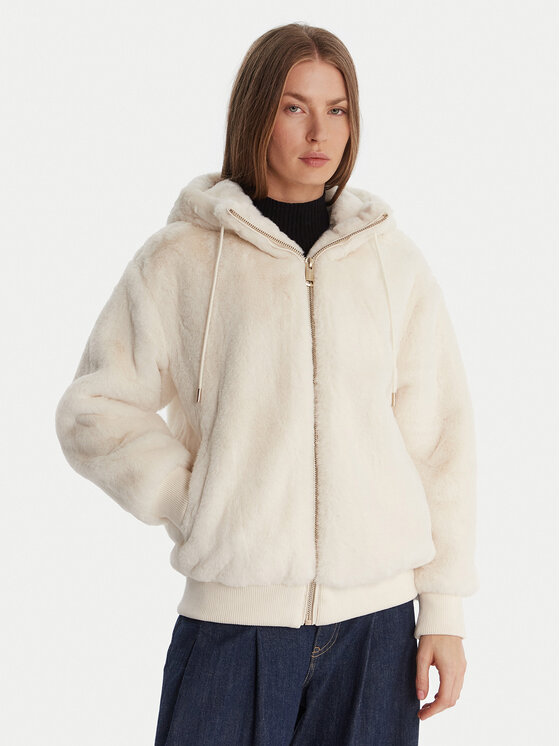 Guess Кожено палто W5BL66 W3890 Екрю Regular Fit цвят на ниска цена