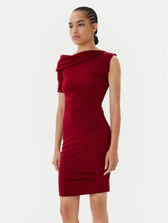 Guess Коктейлна рокля W5BK71 KCVG2 Бордо Slim Fit цвят на ниска цена