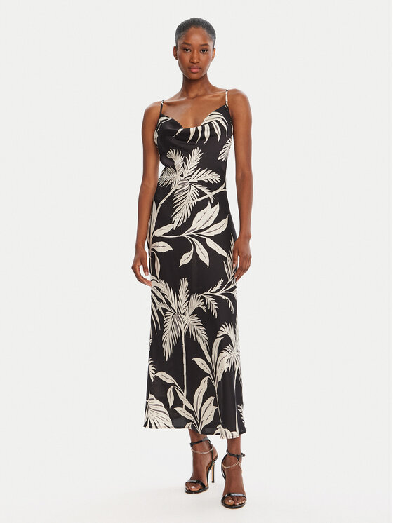 Guess Коктейлна рокля W5GK85 WH9C2 Черен Classic Fit цвят на ниска цена