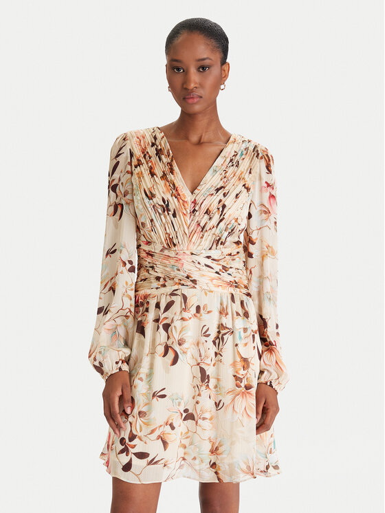 Guess Коктейлна рокля W5YK20 WDW82 Бежов Regular Fit цвят на ниска цена