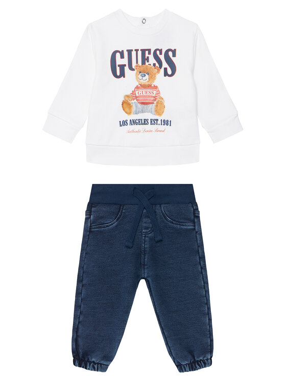 Guess Комплект суитшърт и панталон от плат I5BG01 KAD74 Бял Regular Fit цвят на ниска цена