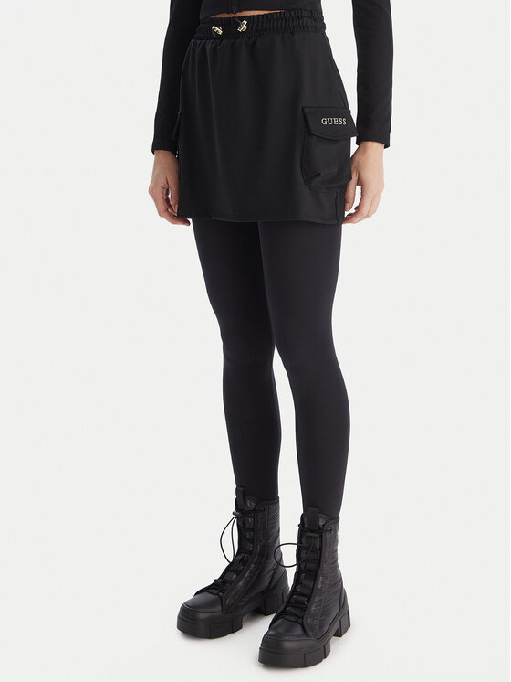 Guess Мини пола V5YD04 KCX42 Черен Regular Fit цвят на ниска цена