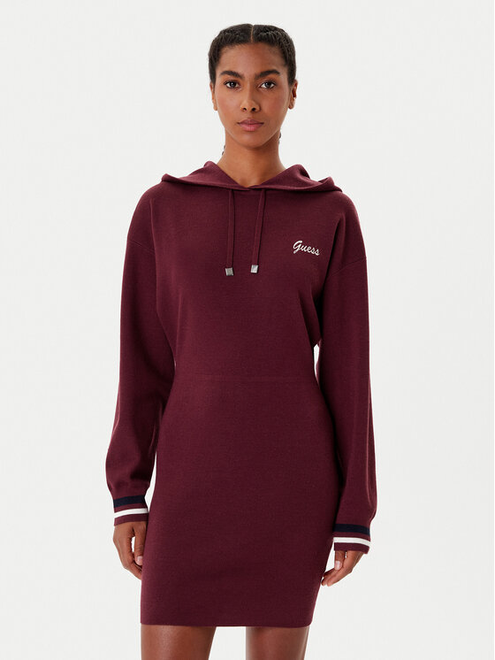 Guess Плетена рокля V5BK01 Z1152 Бордо Regular Fit цвят на ниска цена