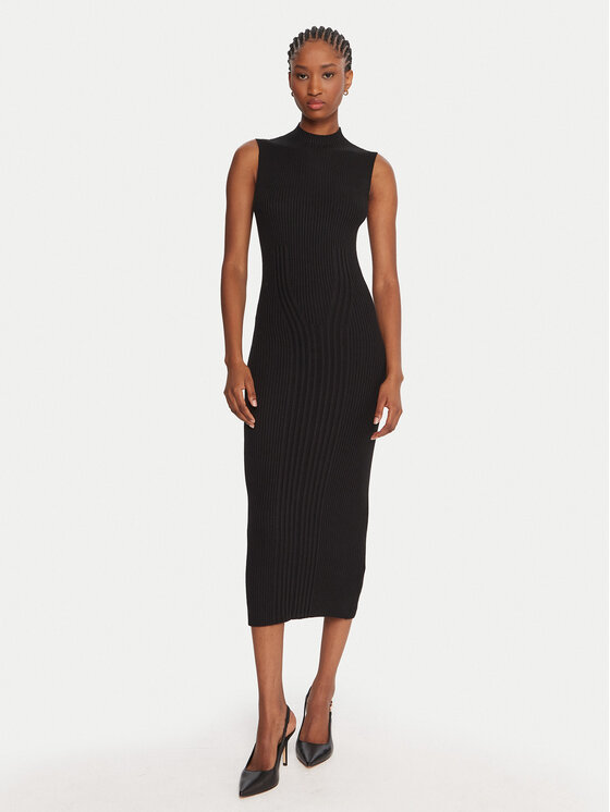 Guess Плетена рокля W5BK23 Z3OW2 Черен Slim Fit цвят на ниска цена