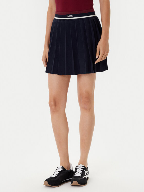 Guess Плисирана пола V5BD02 Z1152 Тъмносин Regular Fit цвят на ниска цена