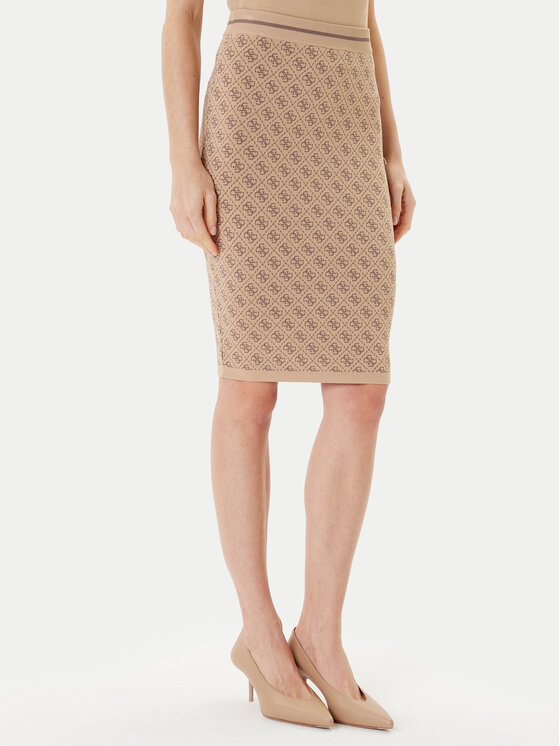 Guess Пола тип молив W4BD53 Z37K0 Бежов Regular Fit цвят на ниска цена
