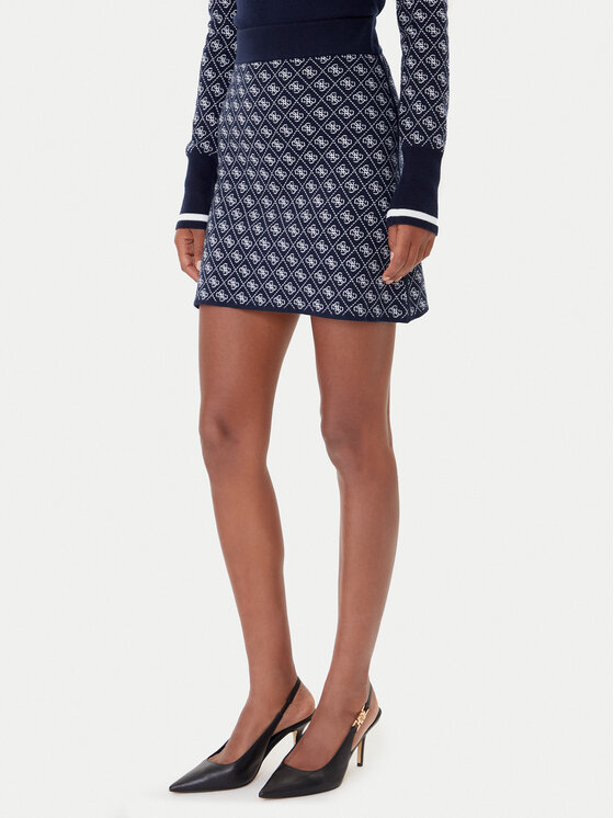 Guess Пола тип молив W5BD81 Z3JD2 Тъмносин Slim Fit цвят на ниска цена