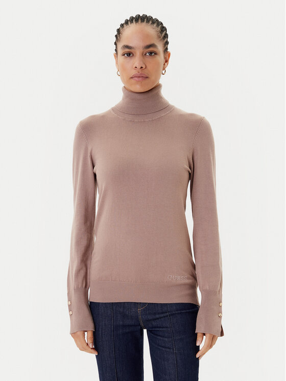 Guess Поло W2BR53 Z2V62 Кафяв Regular Fit цвят на ниска цена