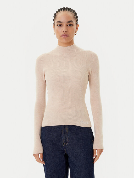 Guess Поло W5BR15 Z3OW2 Бежов Slim Fit цвят на ниска цена