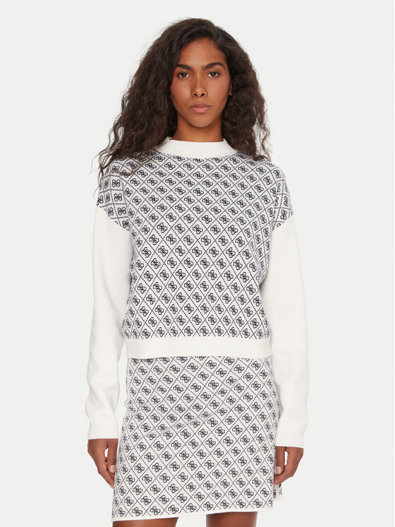 Guess Поло W5BR23 Z3JD2 Екрю Relaxed Fit цвят на ниска цена