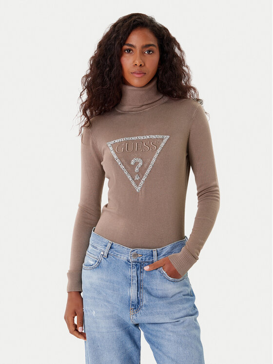 Guess Поло W5BR39 Z2NQ2 Кафяв Regular Fit цвят на ниска цена