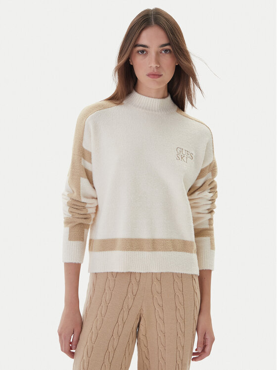 Guess Поло W5BR78 Z4242 Екрю Relaxed Fit цвят на ниска цена