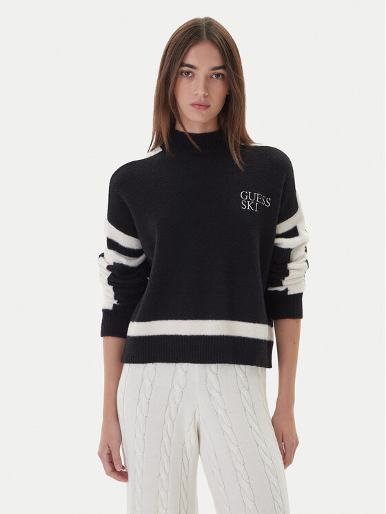 Guess Поло W5BR78 Z4242 Черен Relaxed Fit цвят на ниска цена