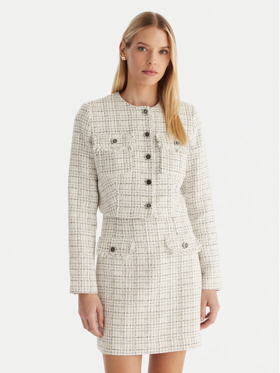 Guess Преходно яке W5YN44 WHDB2 Бял Regular Fit цвят на ниска цена